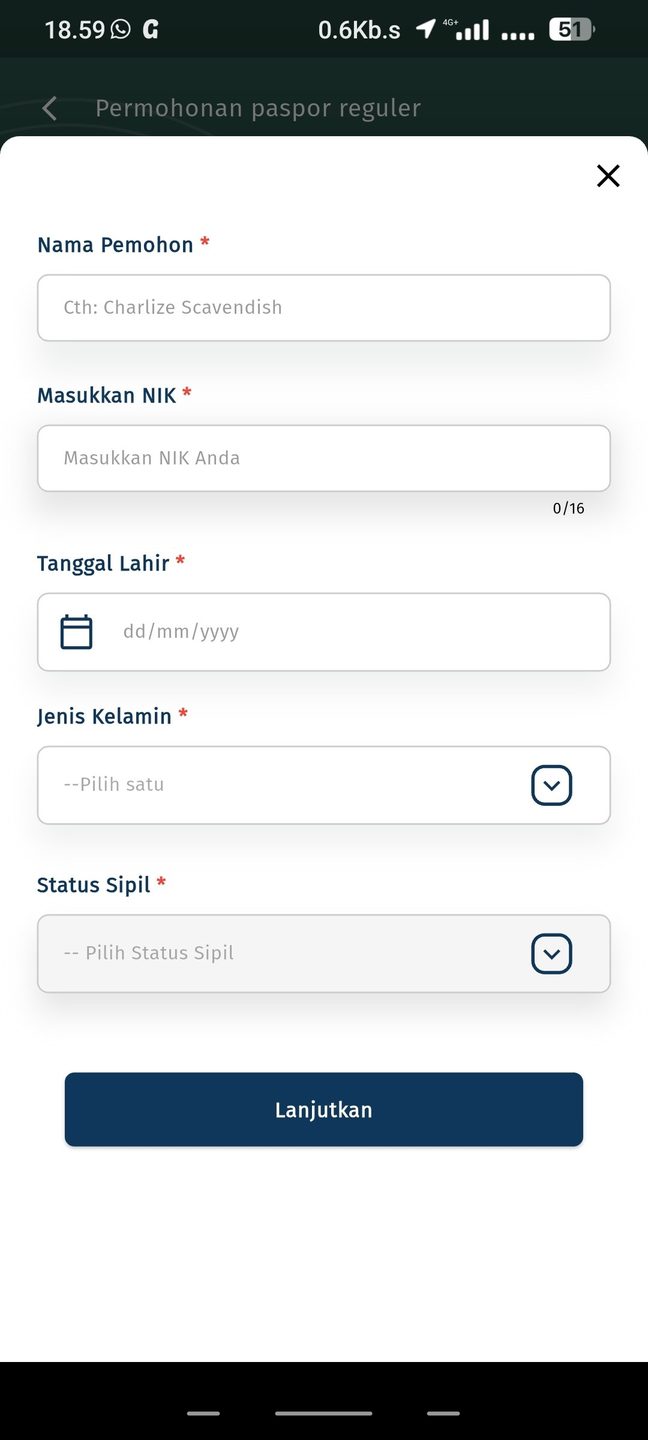Cuplikan aplikasi M-Paspor 4 dari 7