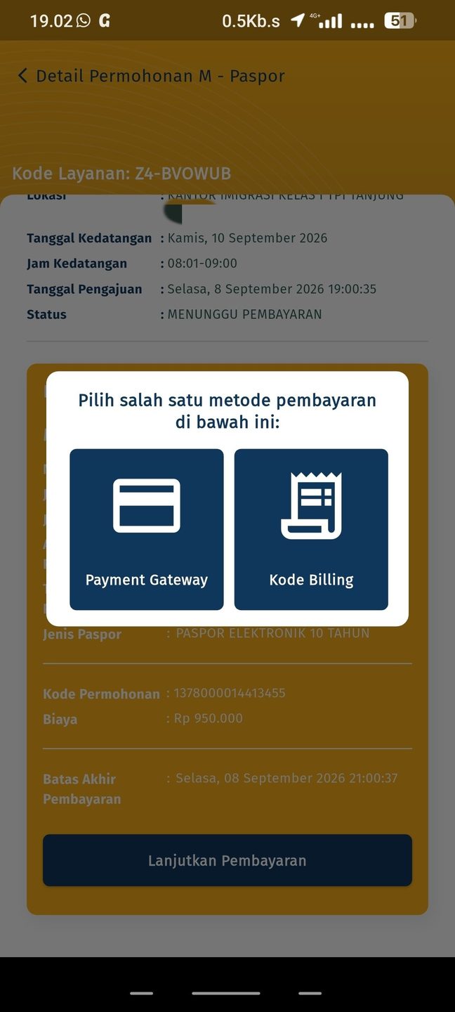 Cuplikan aplikasi M-Paspor 6 dari 7